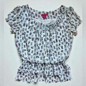 Sunny Leigh Black and White Chair Pattern Blouse